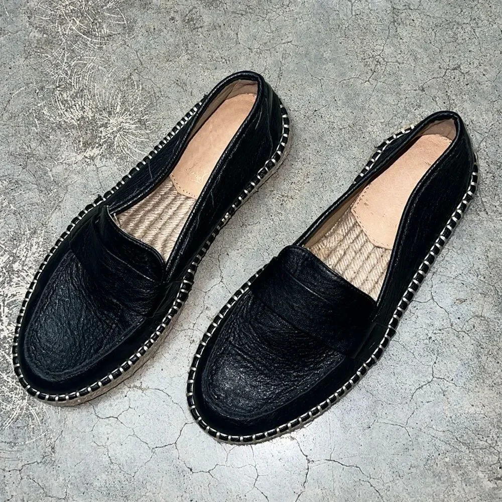 * Mi.im black leather espadrille loafers excellent used condition no damage